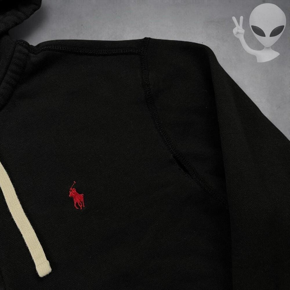 Polo Ralph Lauren Full Zip Hoodie Medium Black Jacket Vintage 90s - Picture 3 of 7